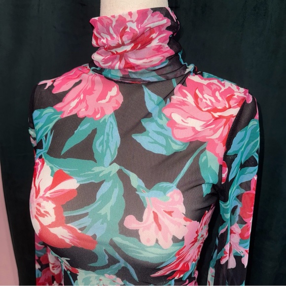 AFRM Zadie floral mesh turtleneck - Picture 3 of 7
